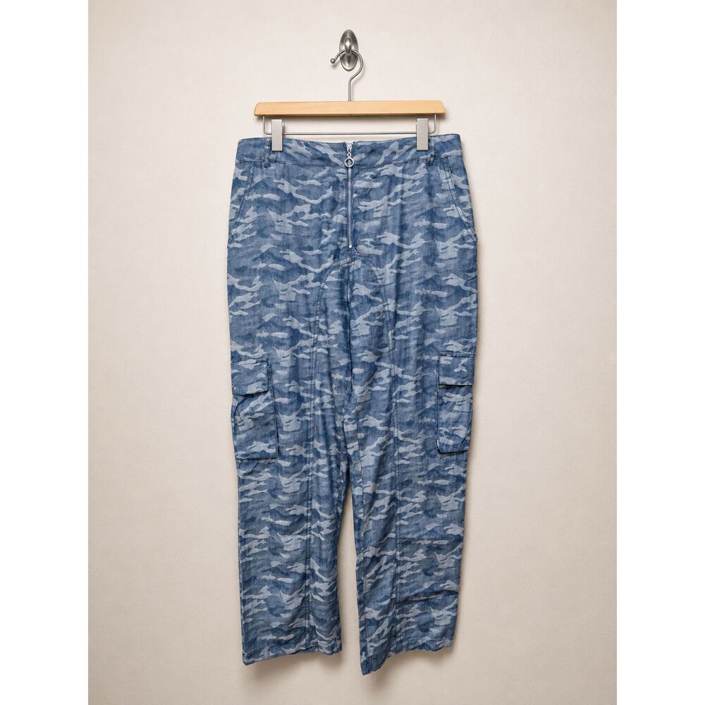 Wild Honey Blue Camo Cargo Pants Medium Y2K Utility Wide Leg Streetwear - Picture 2 of 8